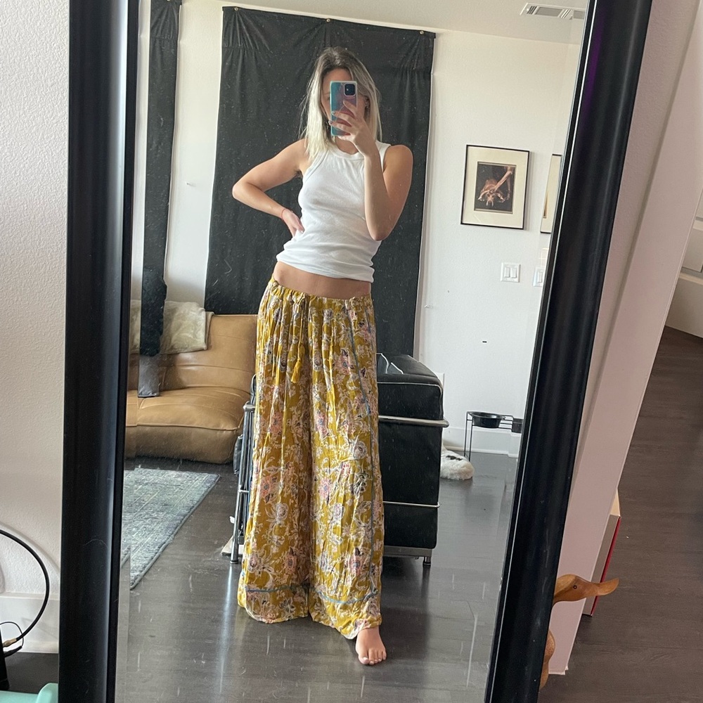 Free People Wide Leg Flowy Pants Print Floral